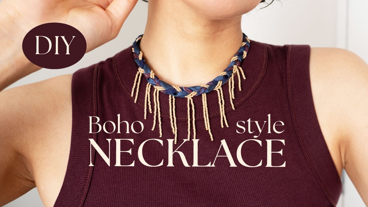 DIY Boho Necklace | Upcycling Thrifted Ties & Seed Beads into Unique ...