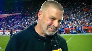 Former Florida head coach Billy Napier interviewed after his last win, 23-21 over Mississippi State