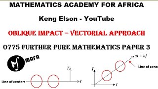 Oblique Impact Lesson - Vectorial approach (line of centers parallel to ai+bj) : CGCE further maths