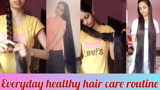 My daily hair care routine | combing, massage, braids,food