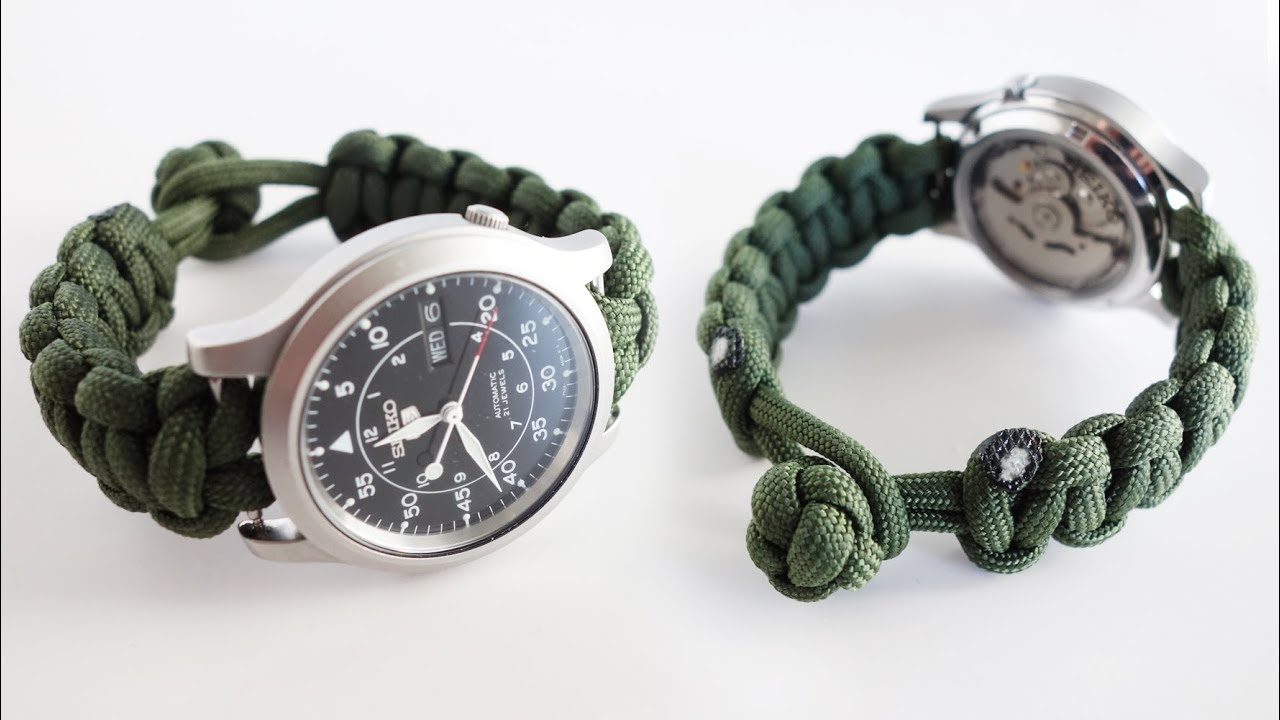 How to Make a Paracord Watch Band Tutorial  Knot and Loop Watch Band  Without Buckle 