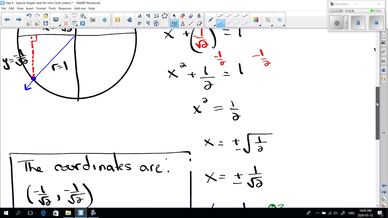 4.5 - Special Angles and the Unit Circle - YouTube