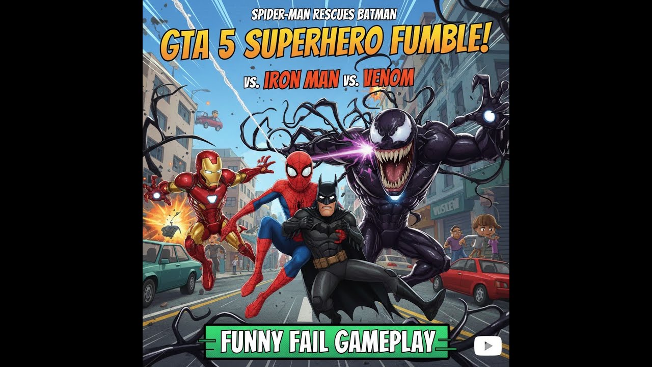 Spider-Man Rescues Batman vs. Iron Man vs. Venom. A hilarious GTA 5 superhero game.