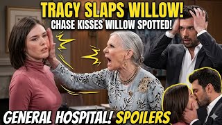 Tracy slapped Willow after witnessing Willow kissing Chase General Hospital Spoilers