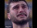 دموع يحيا الدرع بعد هزيمت المنتخب من الدنمارك