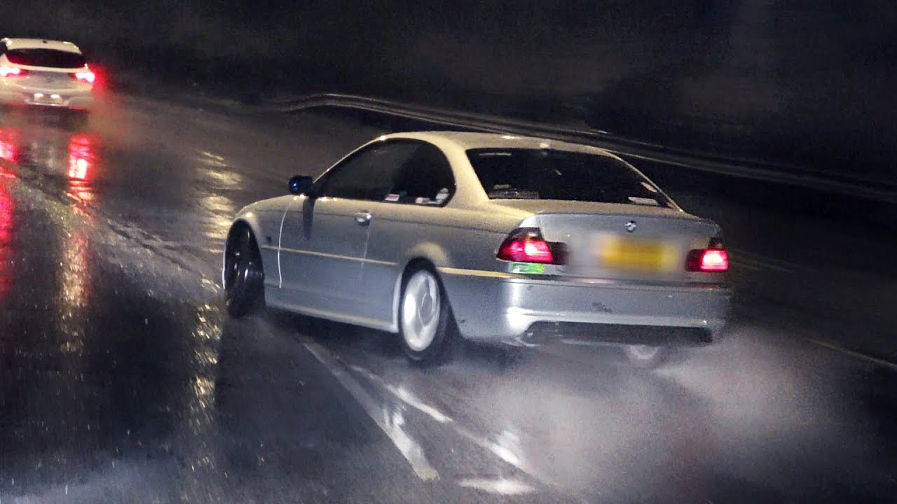 Modified Cars Leaving a Rainy Car Meet - March 2019