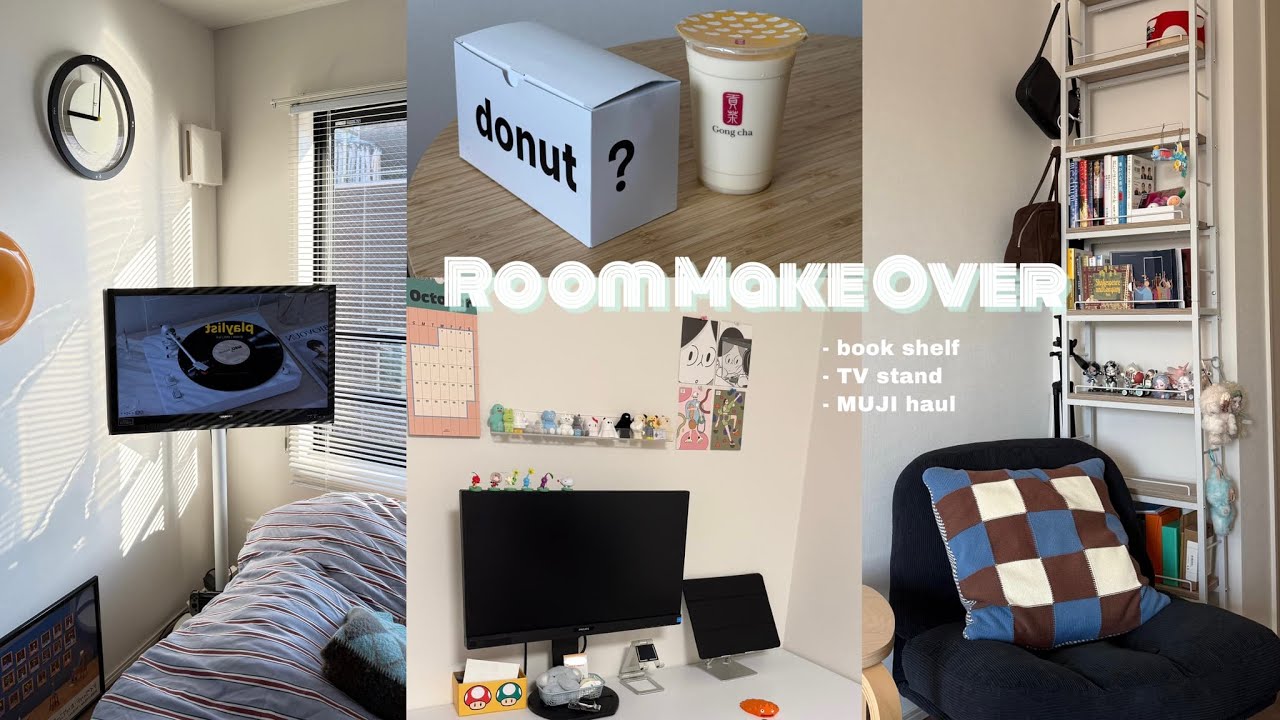 vlog｜お部屋のアップデート🛋️💡、本棚、テレビスタンド、無印良品1万円購入品💸