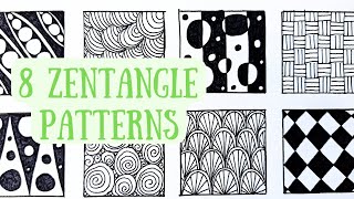 8 zentangle patterns | 8 doodling patterns for beginners