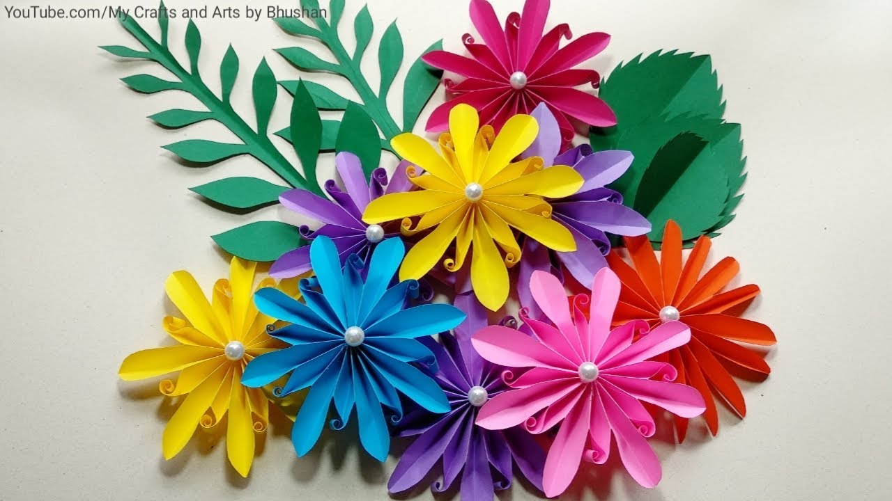 Simple paper flowers for Ganpati decoration YouTube