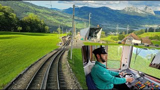 Cab Ride - Rigi Kulm to Arth Goldau Switzerland - Train Driver view | Mountain Train Journey