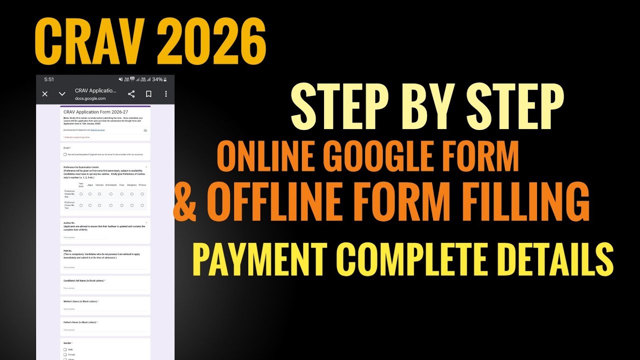 CRAV 2026 STEP BY STEP ONLINE GOOGLE FORM & OFFLINE FORM FILLING PROCESS 