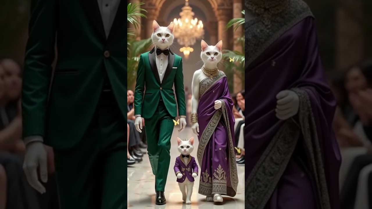 Royal Cat Runway Show 👑✨ | Fashion Walk in Saree & Tuxedo Meowcartoon-hub 