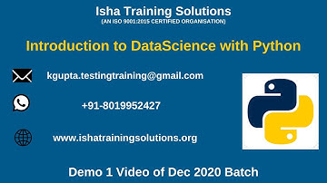 Introduction to DataScience with Python Demo 1 Video. Call/WhatsApp us on +91-8019952427 to enroll.