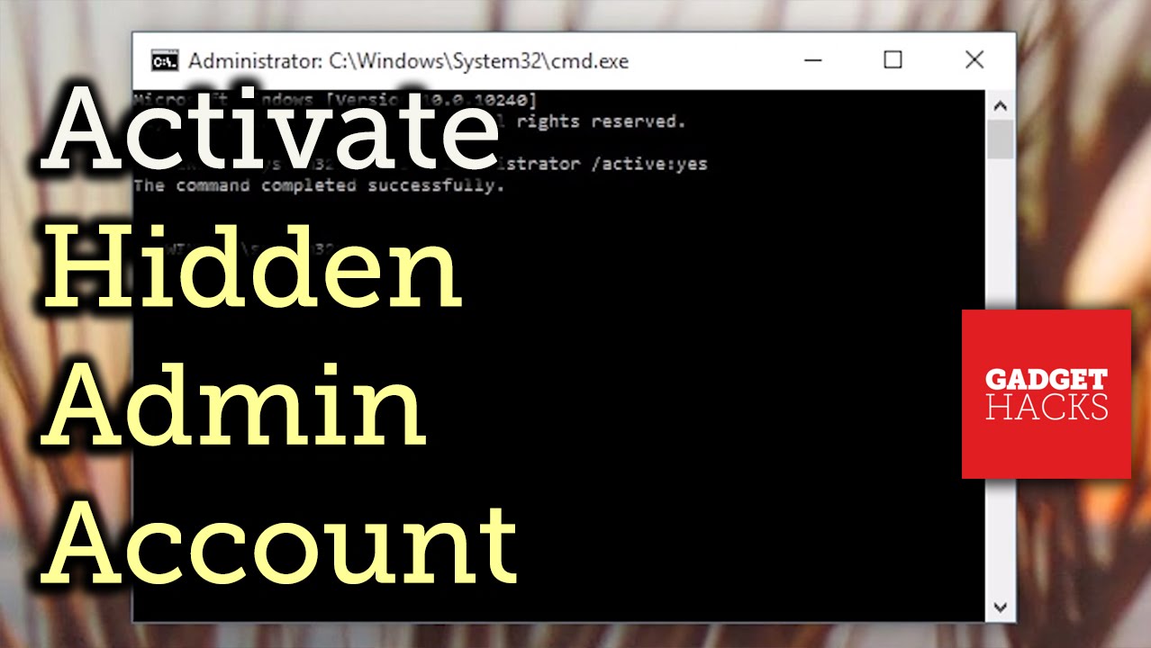 cmd to activate administrator account windows 10