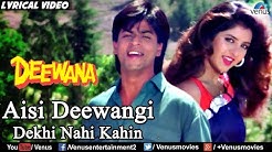 Aisi Deewangi - Lyrical Video | Deewana | Best Bollywood Romantic Songs | Shahrukh Khan,Divya Bharti