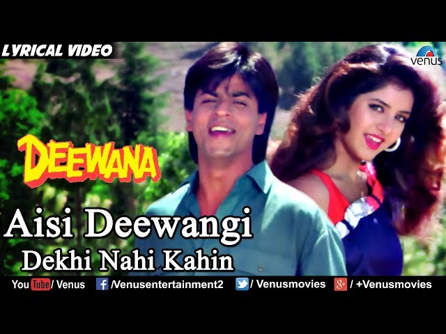 Aisi Deewangi - Lyrical Video | Deewana | Shahrukh Khan | Divya Bharti | Ishtar Music class=