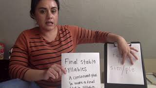 Final stable syllables. Final Stable Syllable Project