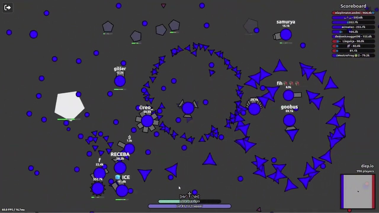 Diep.io Tri-Trapper 2tdm 1.12m World Record!
