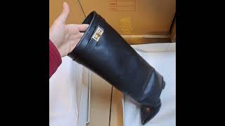 Siyah Deri Bot Çizme Ayakkabı