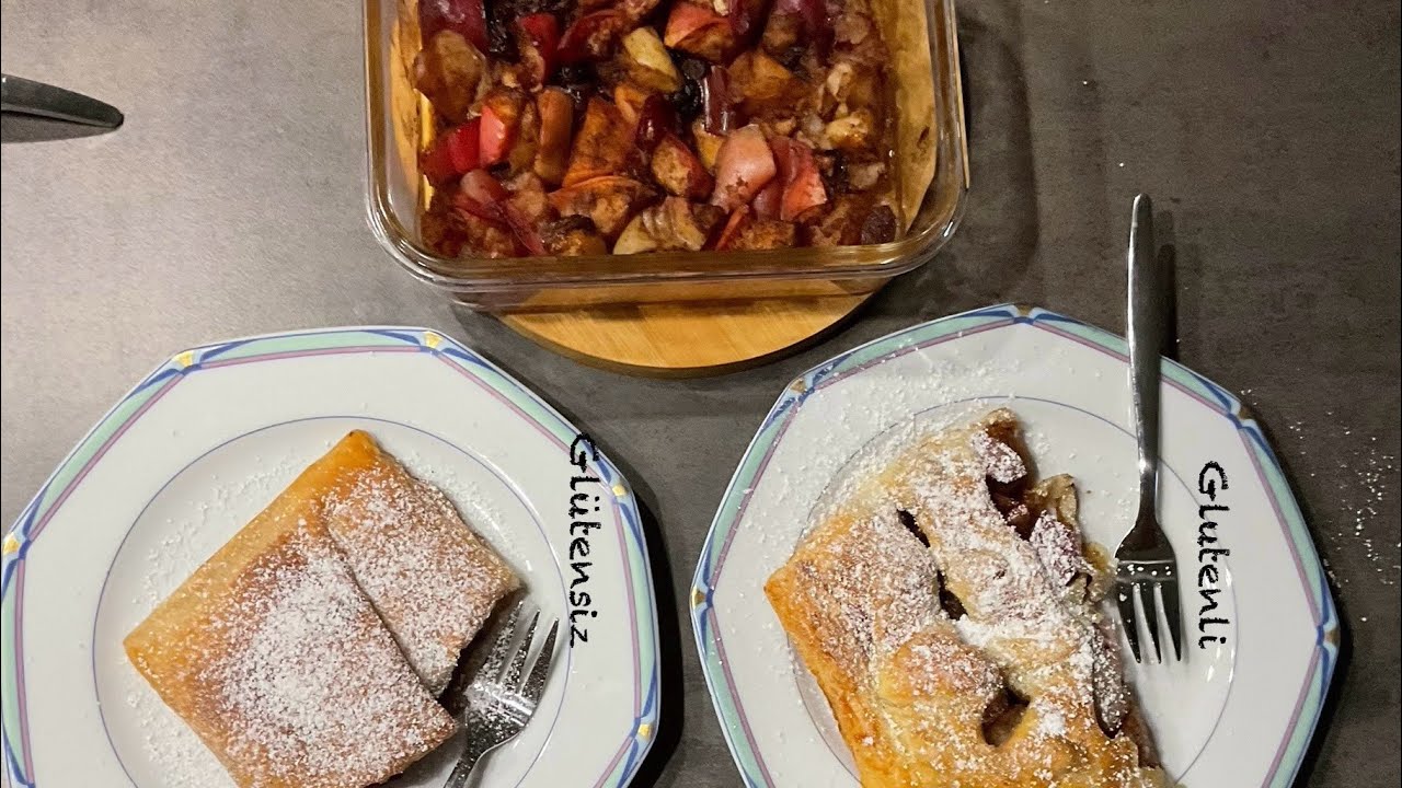 Glütensiz, yada Glutenli milföy hamuruyla elmalı pasta. 20. September 2025