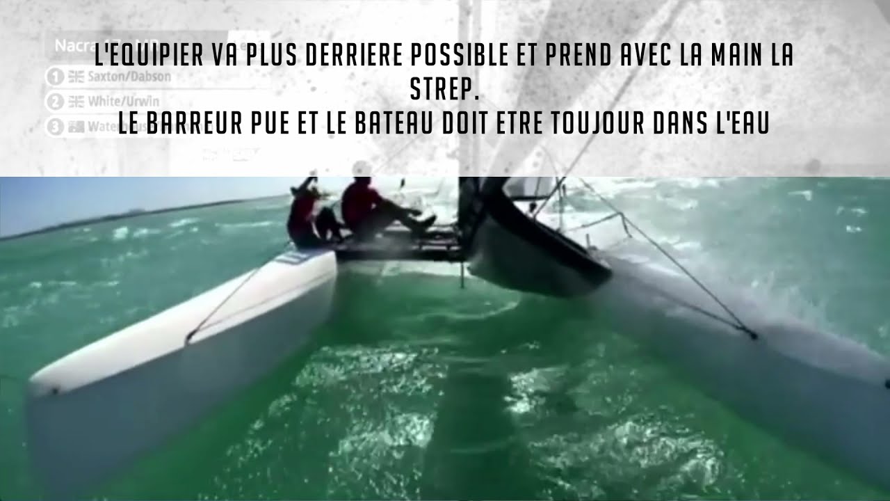 Nacra17 sailing issata con vento forte, Hissé avec vent fort
