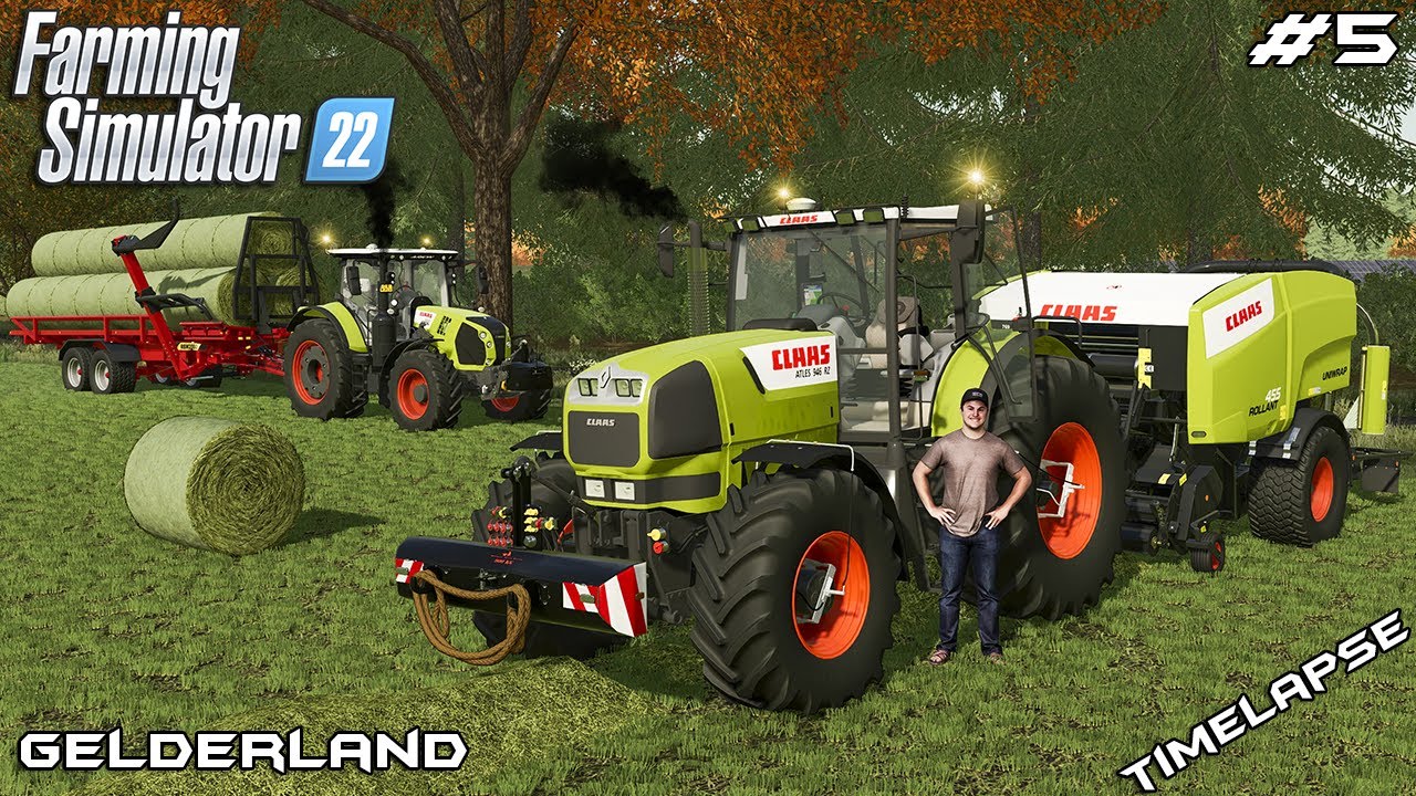 Baling and collecting 73 HAY BALES Animals on Gelderland Farming