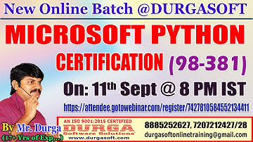 Microsoft Python Certification (98-381) Online Training @ DURGASOFT