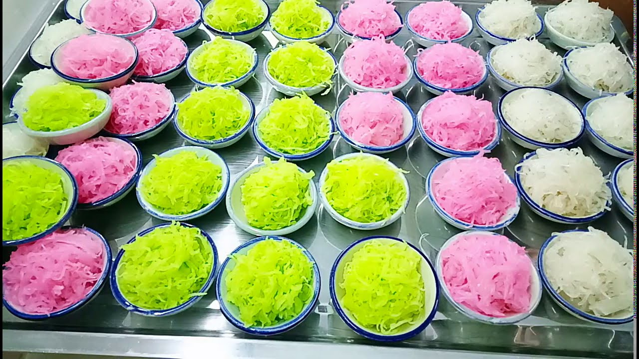 มะพร้าวแก้ว3สี วิธีทำให้ติดกันเป็นก้อน สีสวย ทำกินทำขายได้เลยจ้า