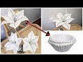 Como crear flores de pascua en papel | adorno de navidad hecho con filtro de cafe