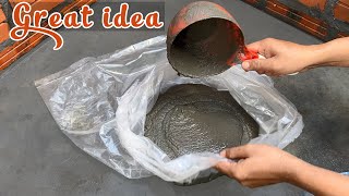 WOW - Great Idea - Cement and Plastic Bags - Small garden decor ideas