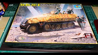 ALL NEW FIRST LOOK Sd Kfz 251D Armored Half Track 1/16 Scale Model Kit Review Trumpeter 00942 700942