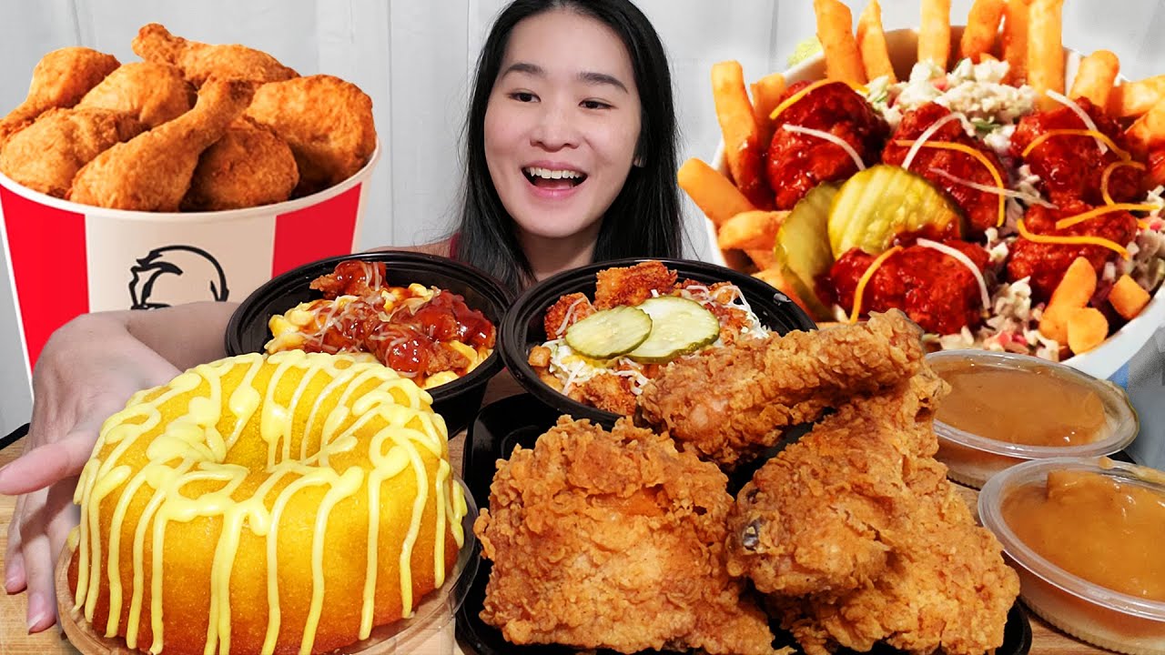 KFC New Bowls & Lemon Cake! Korean BBQ & Mac N Cheese Bowls, Extra Crispy Fried Chicken Mukbang ASMR
