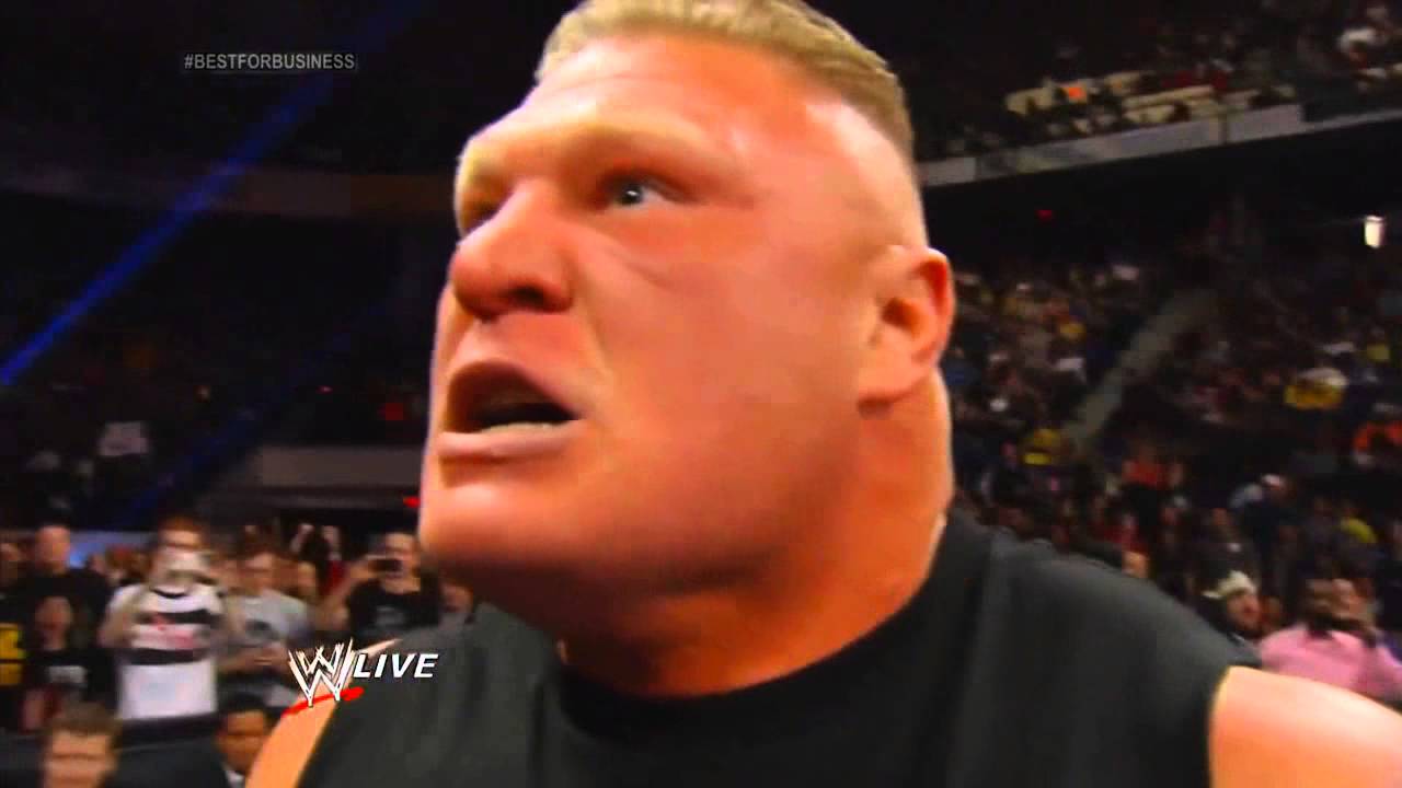 Brock Lesnar Screams Like a Rooster & F5's Mark Henry - Raw 12/30/2013