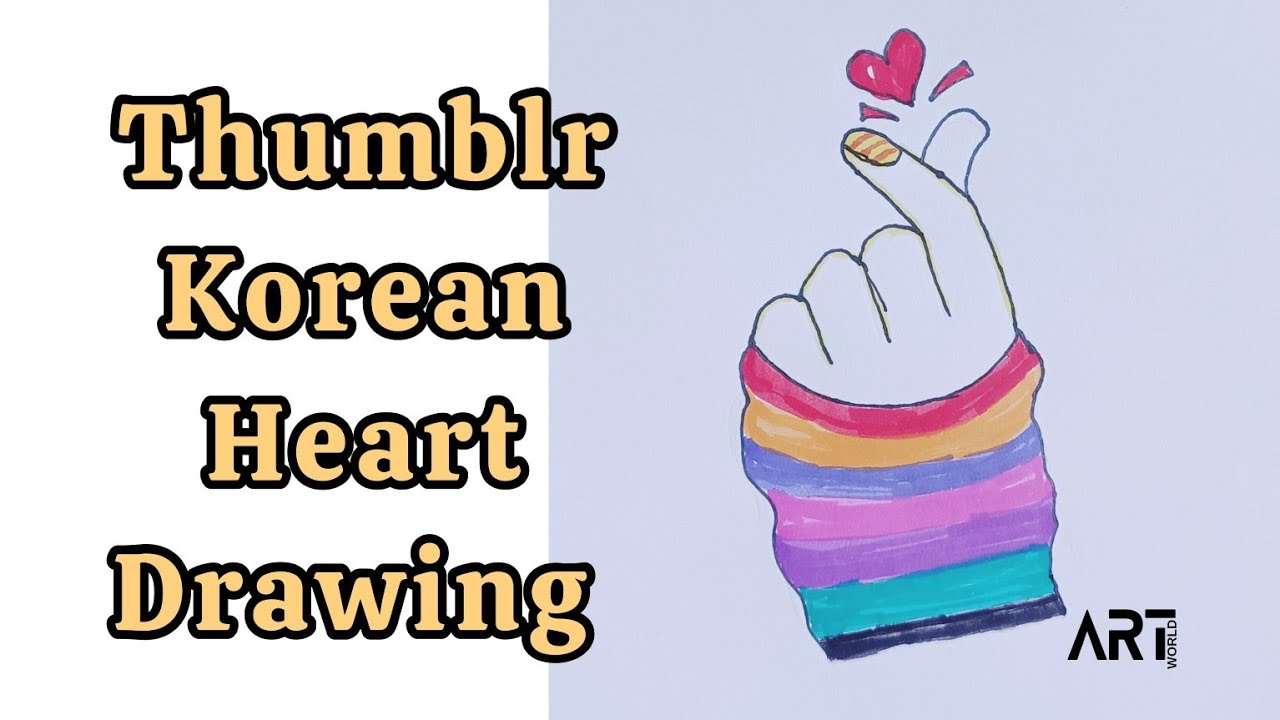 How to draw a thumblr korean heart Korean heart drawing BTS YouTube