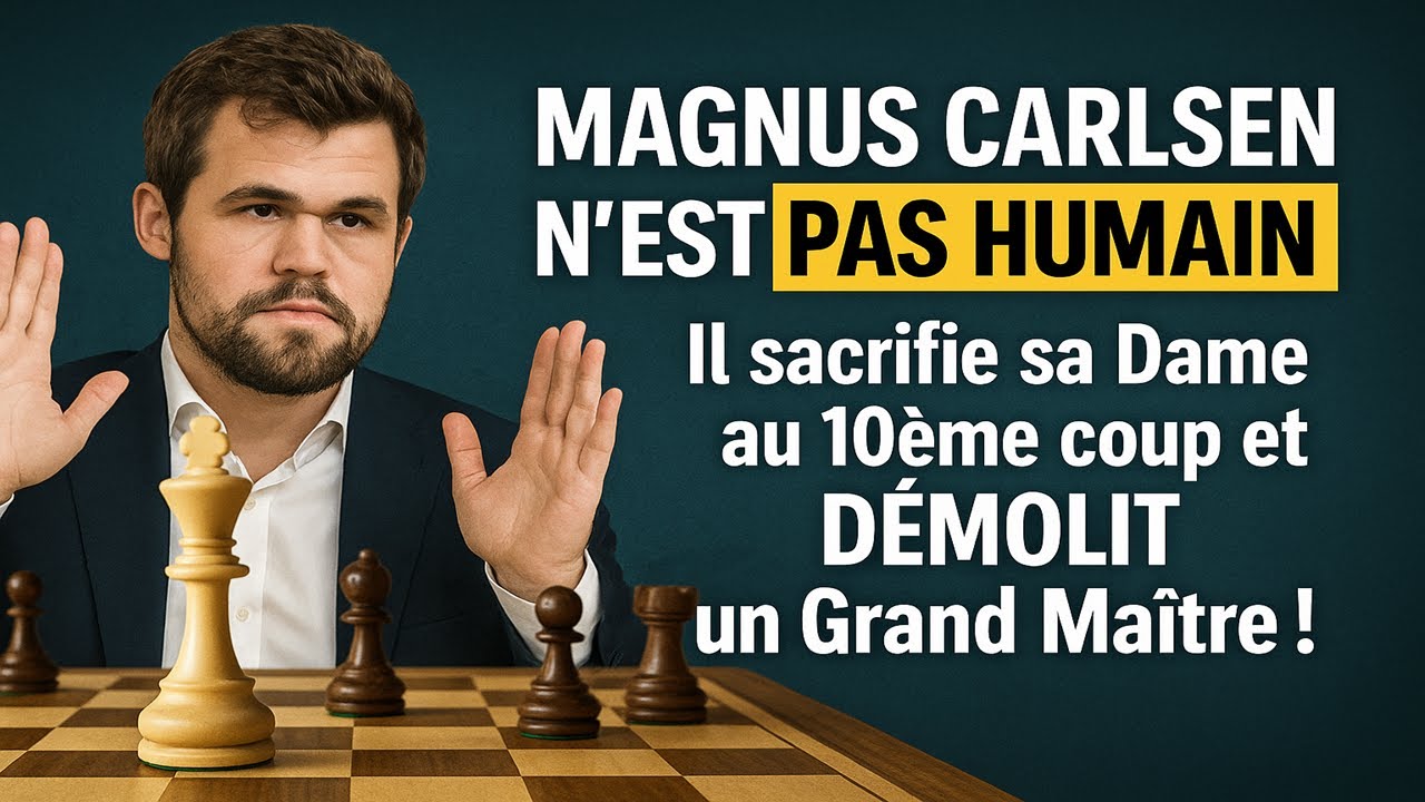 Magnus Carlsen n'est PAS HUMAIN ! Il sacrifie sa Dame au 10ème coup et DÉMOLIT un Grand Maître !