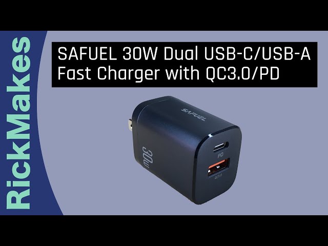 SAFUEL 30W Dual USB-C/USB-A Fast Charger with QC3.0/PD