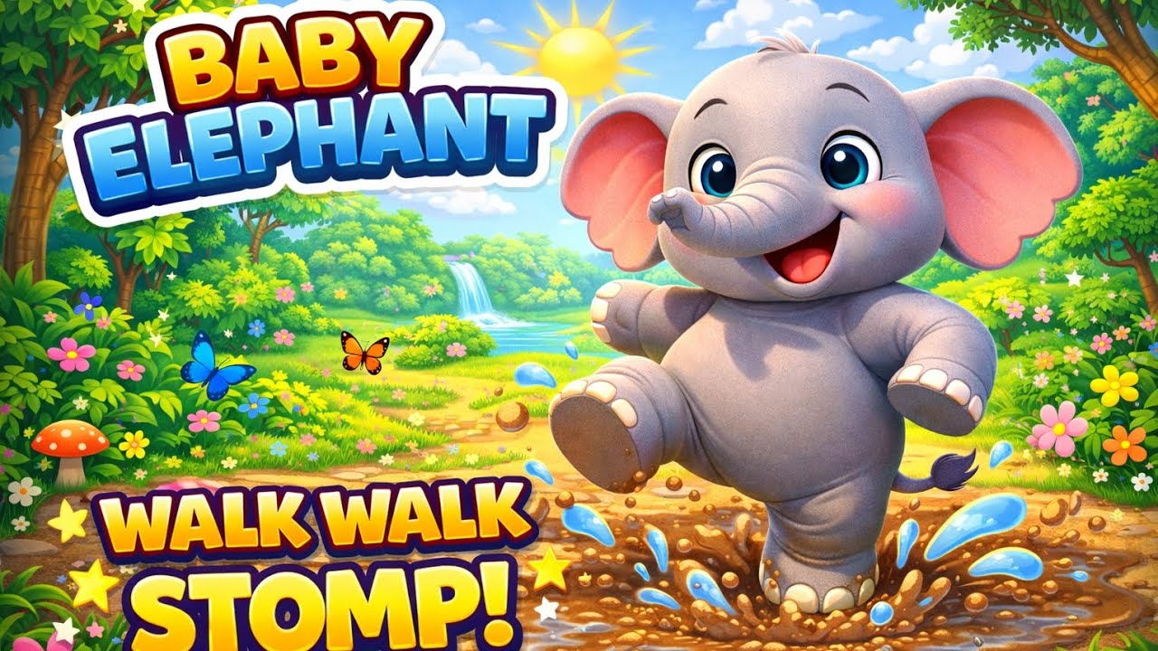 Baby Elephant Walk 🐘🎶 | Stomp Stomp Song for Kids | Fun Action Rhyme#rhymes #kids 