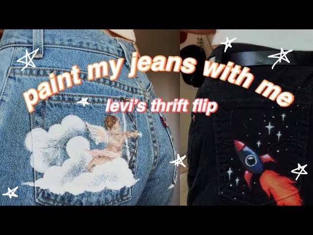 Painting My Jeans // Levi's Thrift Flip - YouTube