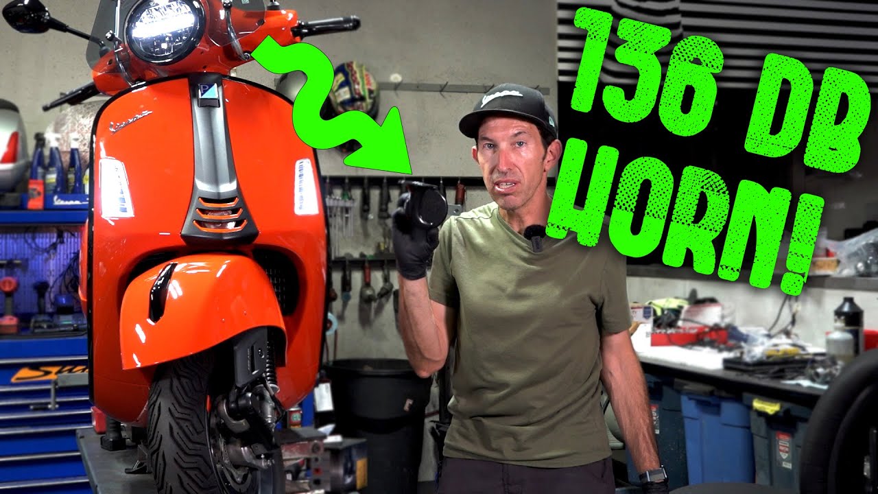 Установите электрический гудок мощностью 136 дБ на свой Vespa GTS 300 HPE2 2023 года выпуска.