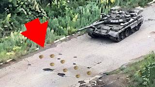 Tank Drive Over Visable Anti - Tank Mine Line