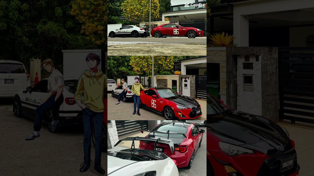 Takumi & Kanata with their new modded cars 