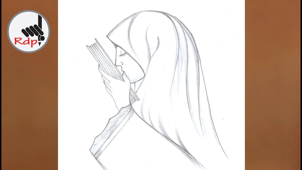How to draw a girl with quran /quran kissing drawing YouTube