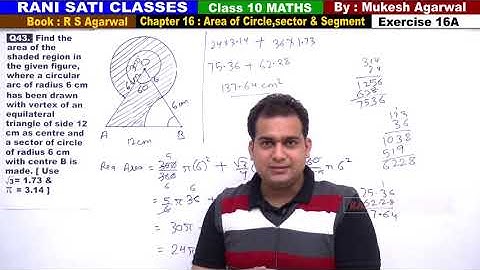 Class 10 Maths (Ex 16A Q43) Area of Circle,Sector & Segment (RS Aggarwal 2019)