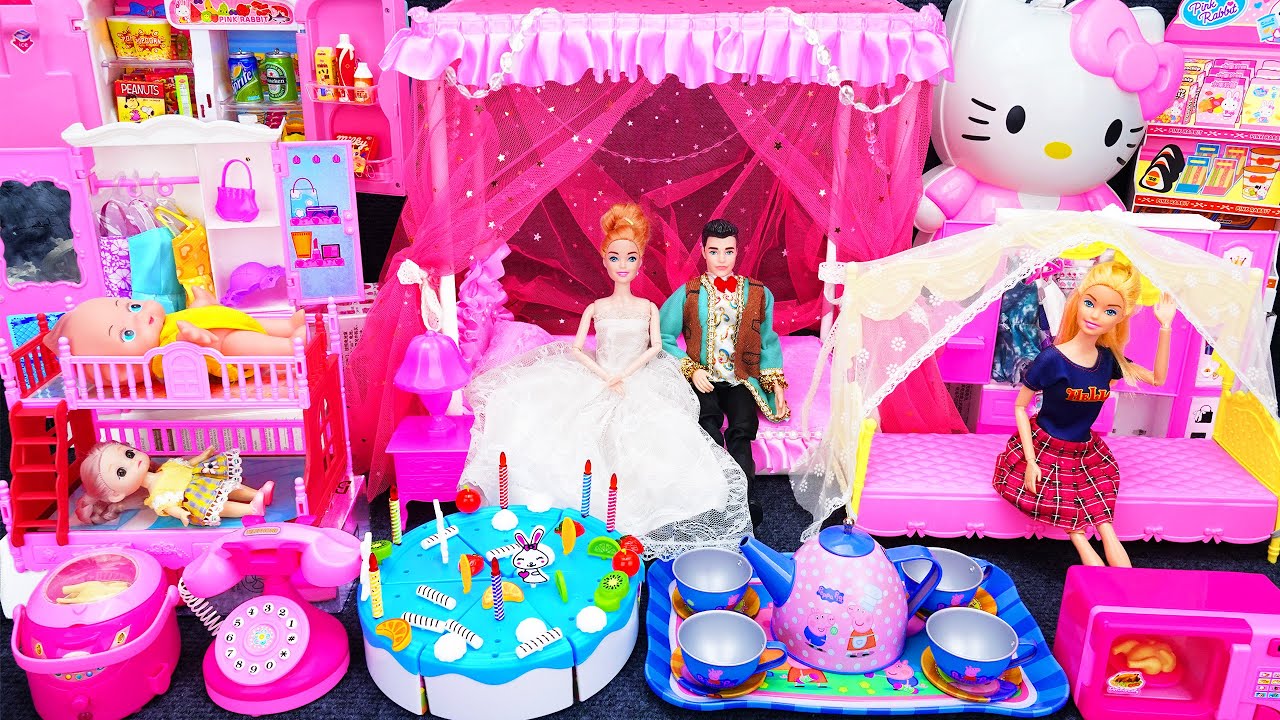 16 Minutes Satisfying with Unboxing Barbie House & Cozy Bedroom Wardrobe Collection Toys Review｜ASMR