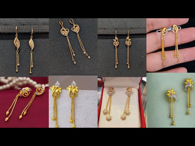 Light Weight Gold Earrings Design/ Unique Gold Earring Design/ Gold Long  Earring Design Images - YouTube