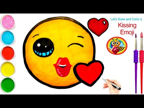 How to Draw a Kissing Emoji |  Supe Cute Drawing for Kids and Toddlers | Let's Draw and Paint