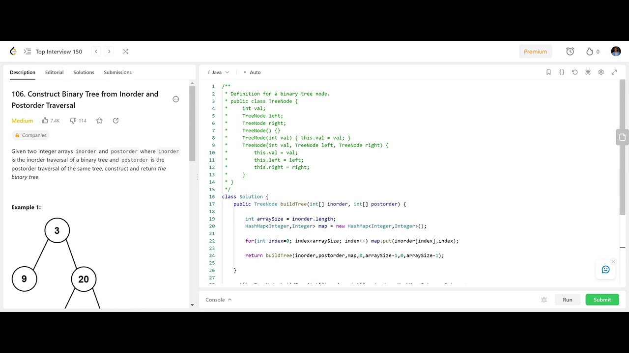 LeetCode106 Construct Binary Tree from Inorder and Postorder Traversal ...