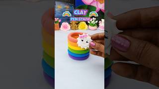 DIY Rainbow Clay Pen Stand 🌈 | Best Out of Waste Bottle Craft with Cute Sun Charm ☀️ #diy #craft