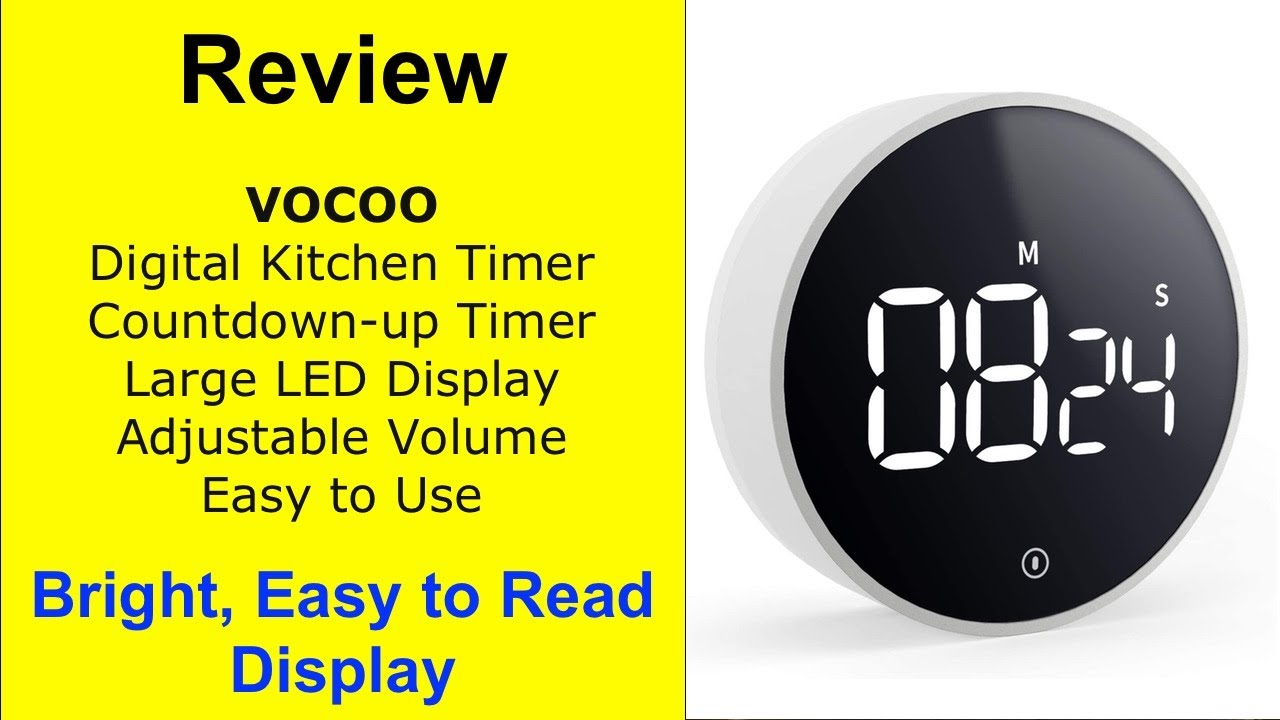 VOCOO Magnetic Kitchen Timer for Cooking with Count Up Countdown, Digital  Timer Battery Powered with Large Display, 2 Brightness and Volume Levels  for