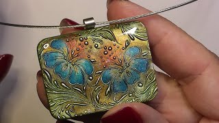 Beautiful Romantic Polymer Clay Pendant With Mica Powder Painting Technique
